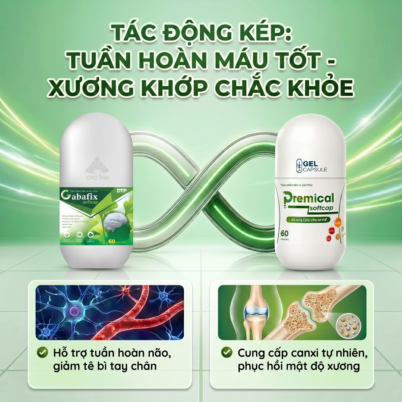 Combo Gabafix Và Premical Hỗ Trợ Giảm Tê Bì Tay Chân, Tăng Cường Xương Khớp