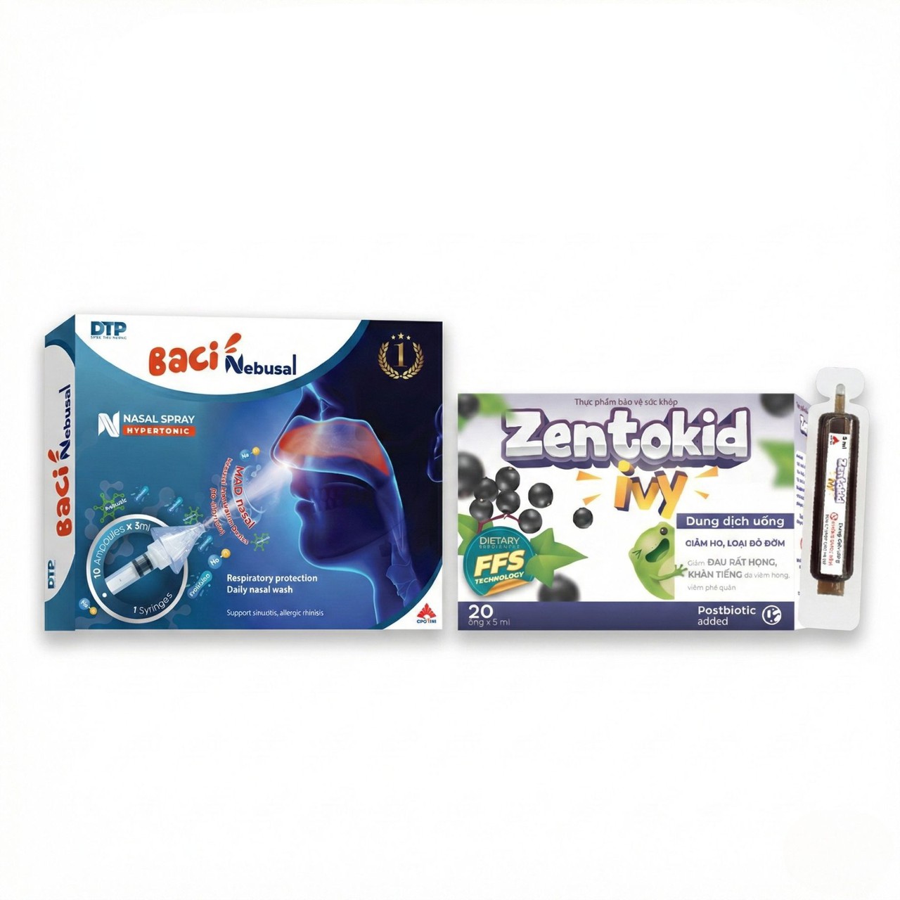 [Combo Lá Chắn Kép] Sạch Mũi, Êm Họng: Baci Nebusal - Zentokid Ivy