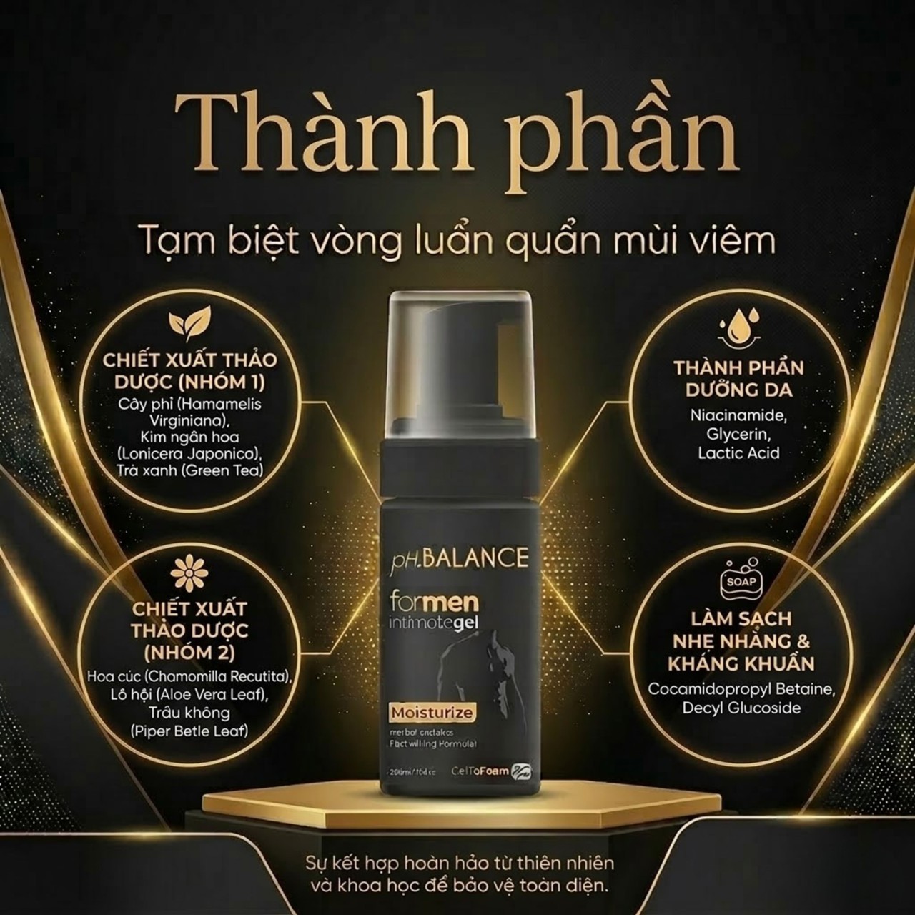 Bọt Vệ Sinh Vùng Kín Nam ph Balance Intimate Gel For Men (Chai 135ml)
