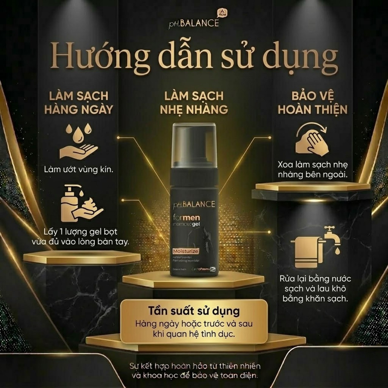 Bọt Vệ Sinh Vùng Kín Nam ph Balance Intimate Gel For Men (Chai 135ml)