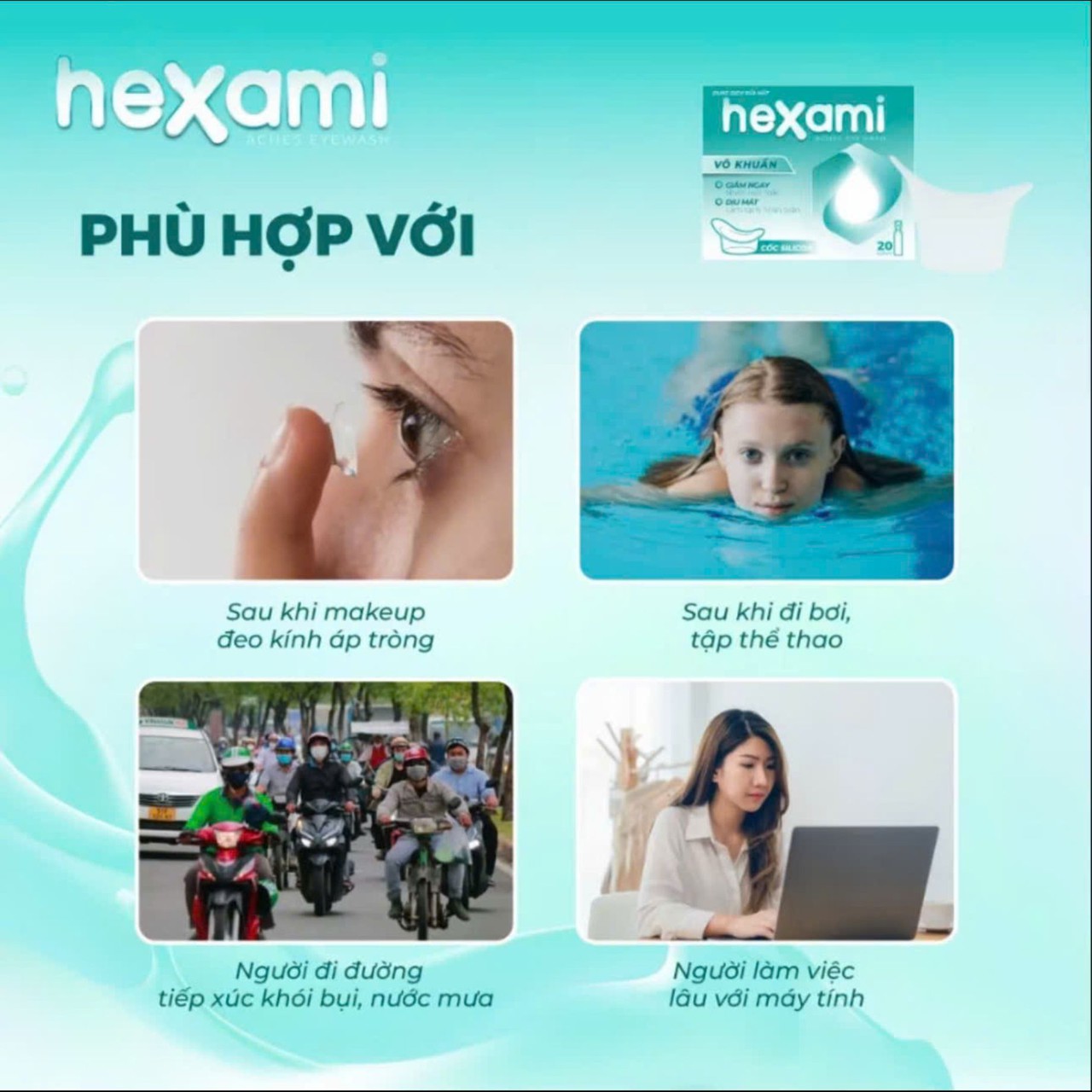 Dung Dịch Rửa Mắt Hexami Aches Eyewash Vô Khuẩn Công Nghệ BFS Giúp Làm Dịu, Sạch Sâu Và Bảo Vệ Mắt (20 Ống x 10ml)
