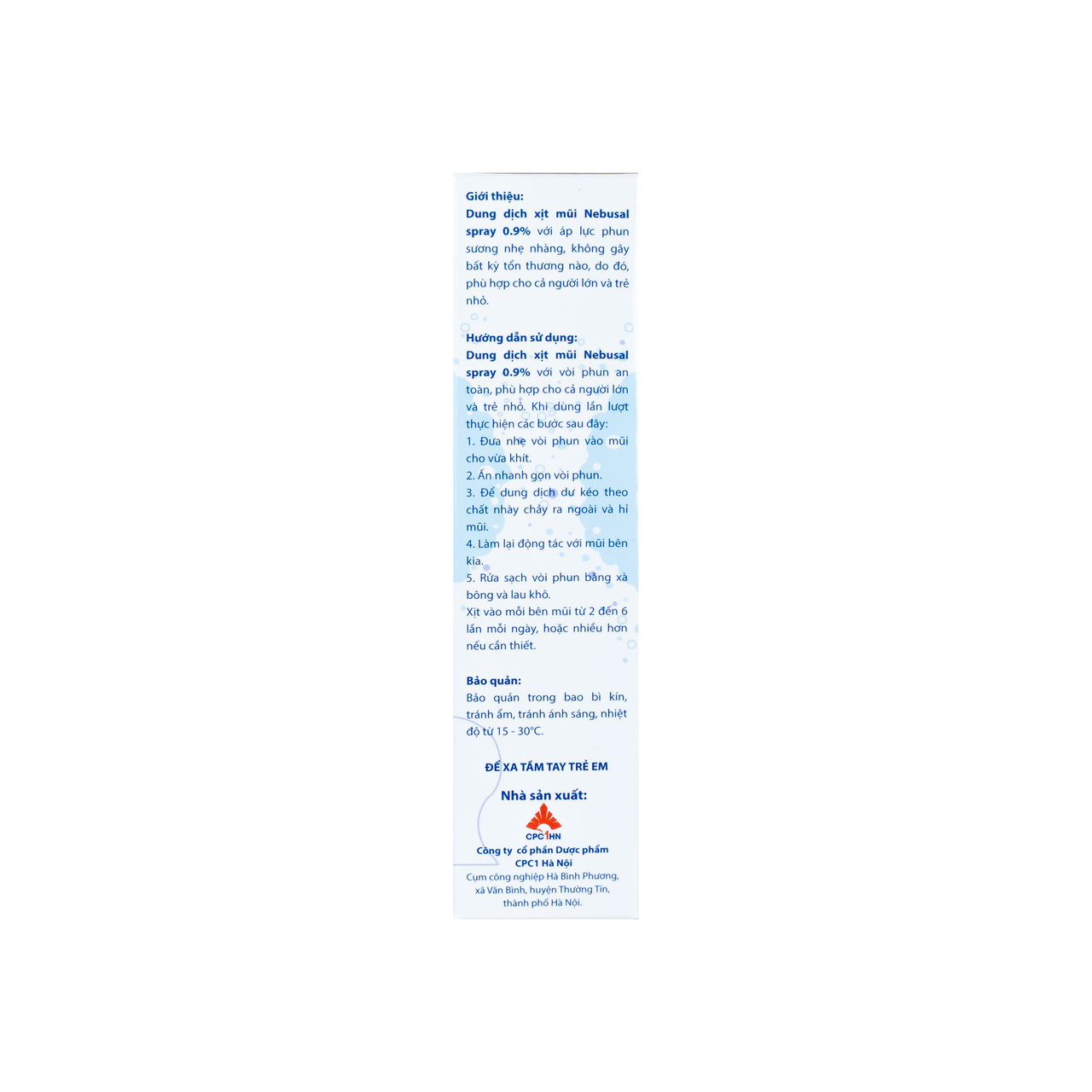 Xịt Mũi Đẳng Trương Nebusal Spray 0.9% Vệ Sinh Mũi Hàng Ngày, Phòng Nghẹt Mũi, Sổ Mũi Cho Bé (Chai 50 ml) 