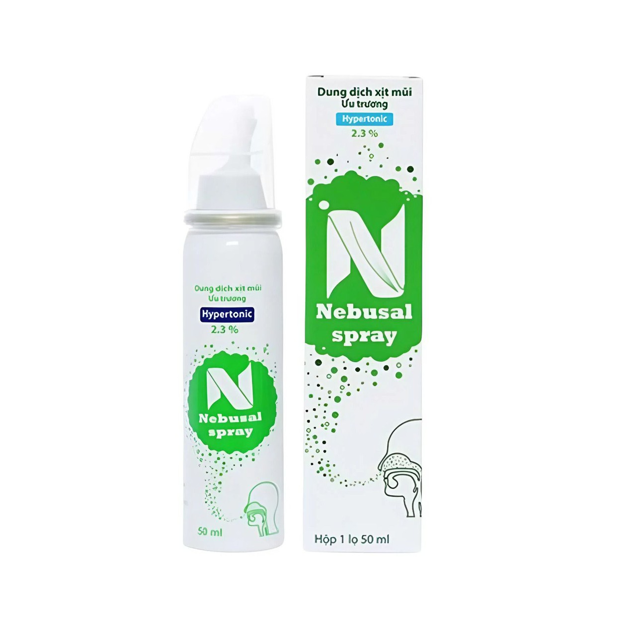 Xịt Mũi Nebusal 2.3% Giảm Nghẹt Mũi, Sổ Mũi Ở Trẻ Em Trên 3 Tuổi Và Người Lớn (Chai 50 ml)