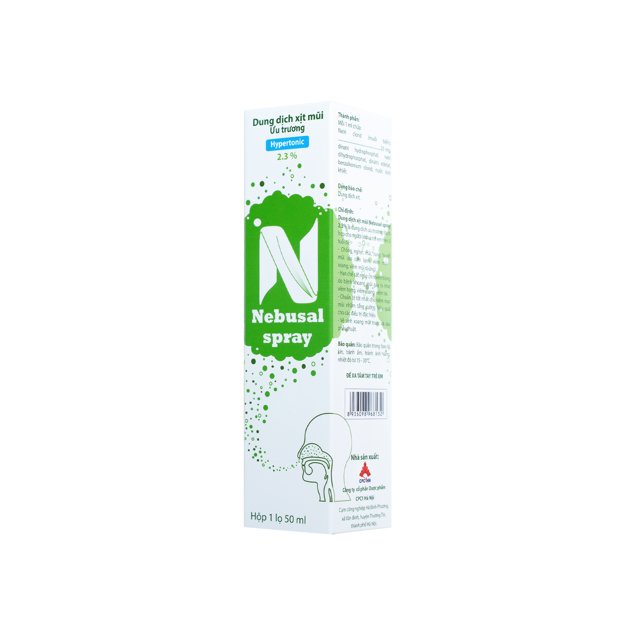 Xịt Mũi Nebusal 2.3% Giảm Nghẹt Mũi, Sổ Mũi Ở Trẻ Em Trên 3 Tuổi Và Người Lớn (Chai 50 ml)