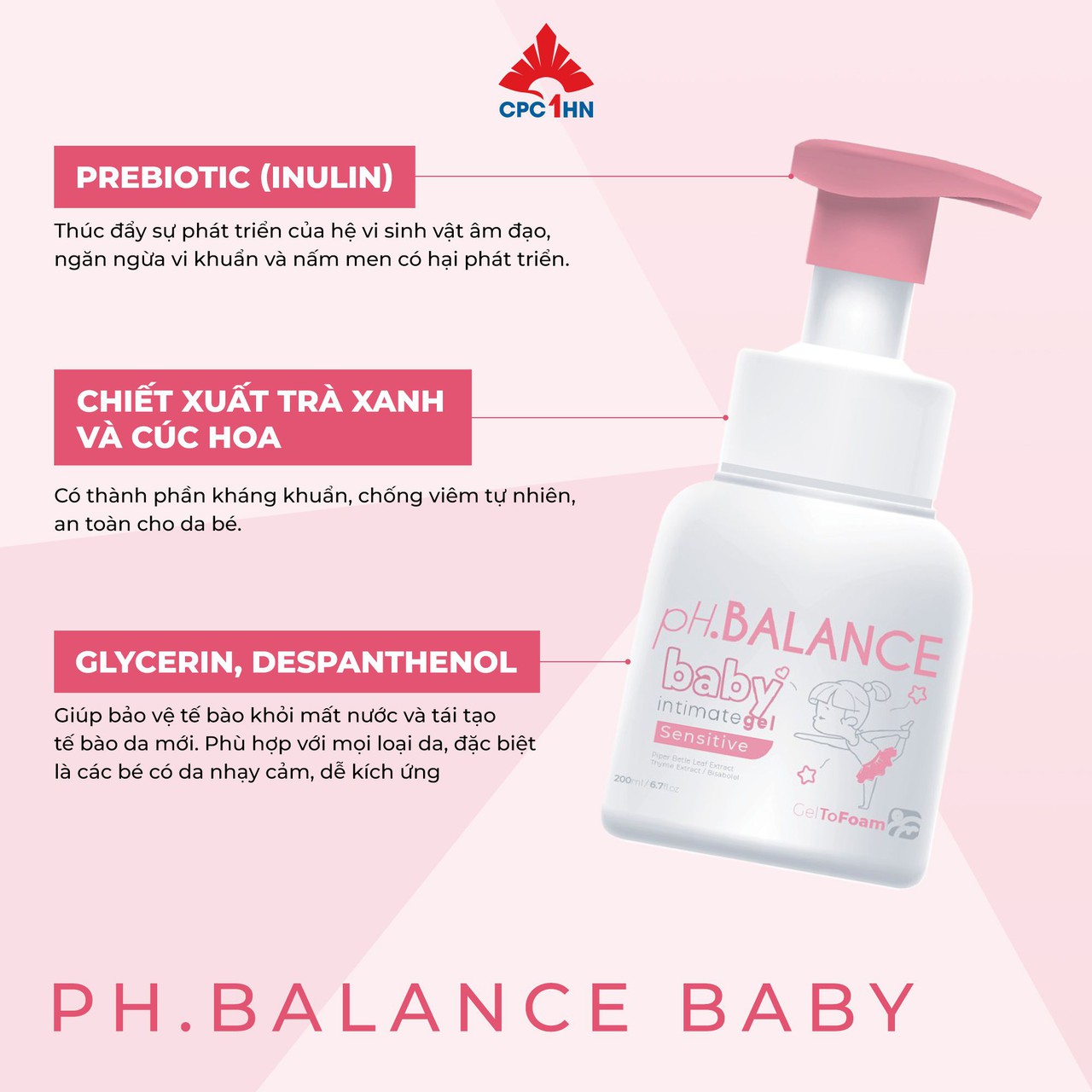 Bọt Vệ Sinh pH Balance Baby Cho Bé Trai Và Bé Gái Hỗ Trợ Làm Sạch Dịu Nhẹ, Ngăn Ngừa Hăm Tã, Rôm Sẩy (Chai 200ml)