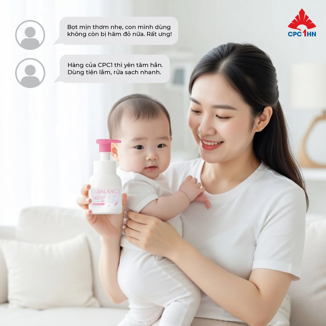 Bọt Vệ Sinh pH Balance Baby Cho Bé Trai Và Bé Gái Hỗ Trợ Làm Sạch Dịu Nhẹ, Ngăn Ngừa Hăm Tã, Rôm Sẩy (Chai 200ml)