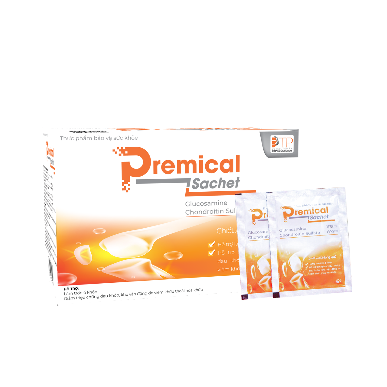 Gói Uống Giảm Đau Nhức Xương Khớp, Thoái Hóa Khớp - Bổ sung Glucosamine & Chondroitin - Hộp 30 gói [Premical Sachet Chính hãng CPC1HN]