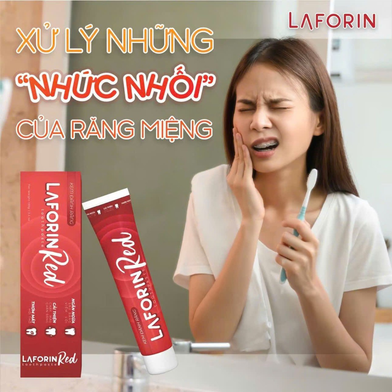 Kem Đánh Răng Laforin Red Toothpaste Dùng Trong Hôi Miệng, Chảy Máu Chân Rặng, Nhiệt Miệng (Lọ 100g)