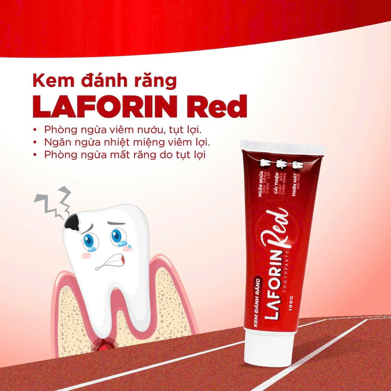 Kem Đánh Răng Laforin Red Toothpaste Dùng Trong Hôi Miệng, Chảy Máu Chân Rặng, Nhiệt Miệng (Lọ 100g)