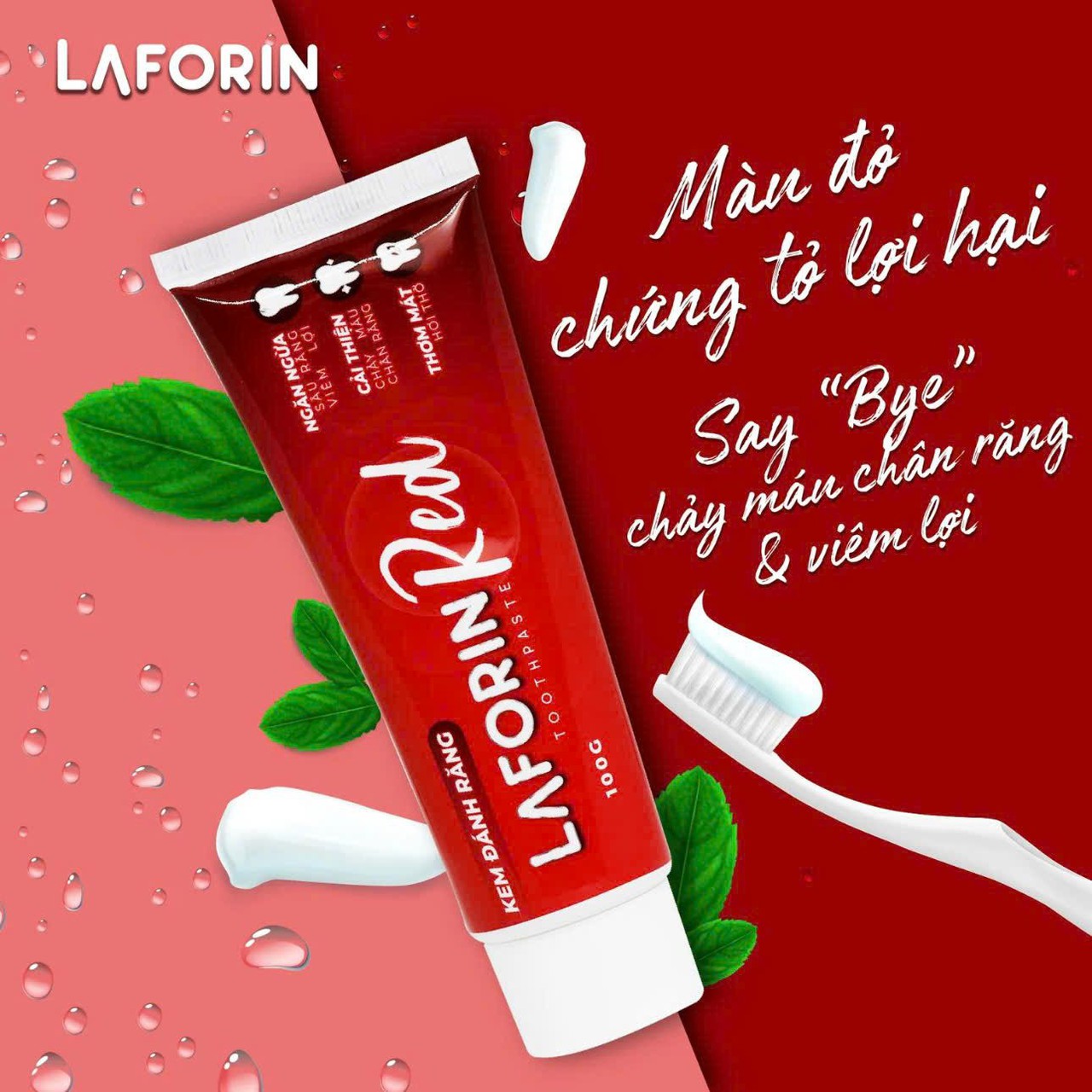 Kem Đánh Răng Laforin Red Toothpaste Dùng Trong Hôi Miệng, Chảy Máu Chân Rặng, Nhiệt Miệng (Lọ 100g)