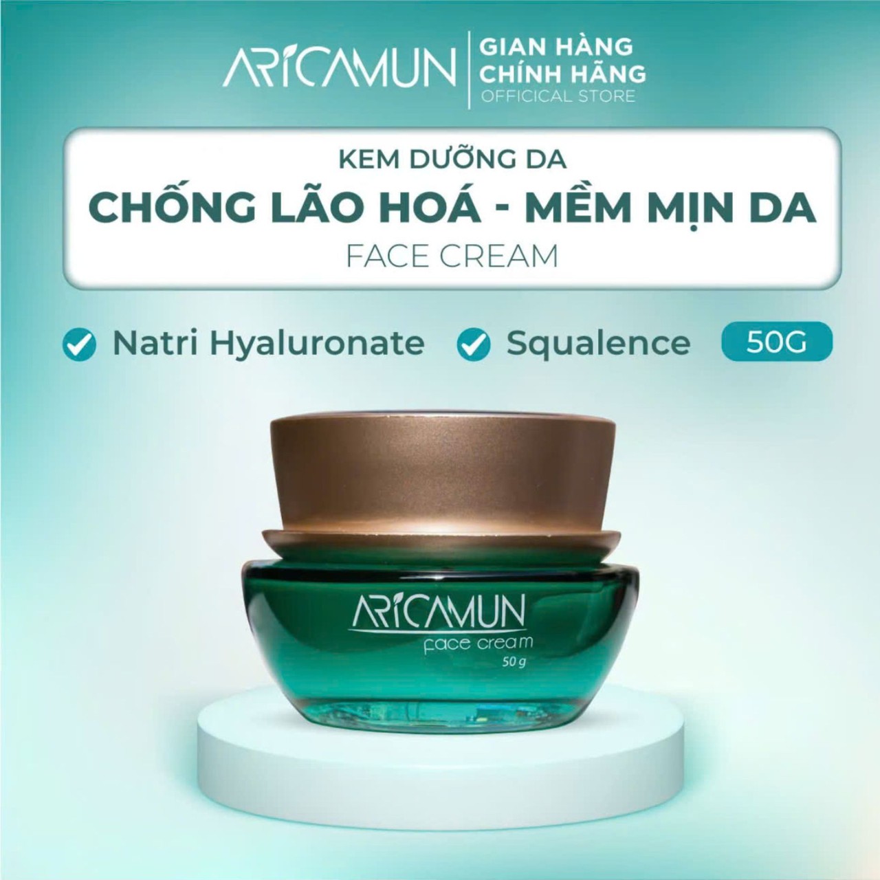 Kem Dưỡng Ẩm Chuyên Sâu Aricamun Cho Da Khô, Chống Lão Hóa (Hộp 1 lọ 50g)