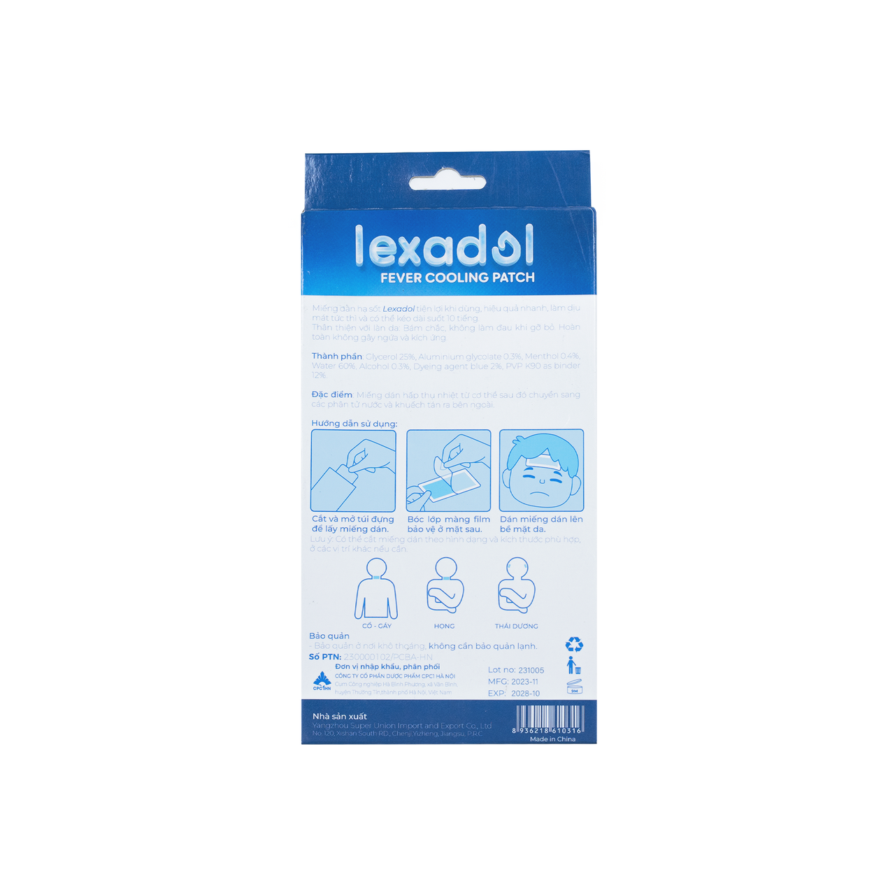 Miếng Dán Hạ Sốt Lexadol Tác Dụng Lên Đến 10h, Công Nghệ Hydrogel Giúp Bé Hạ Sốt Nhanh, An Toàn (Hộp 5 miếng)
