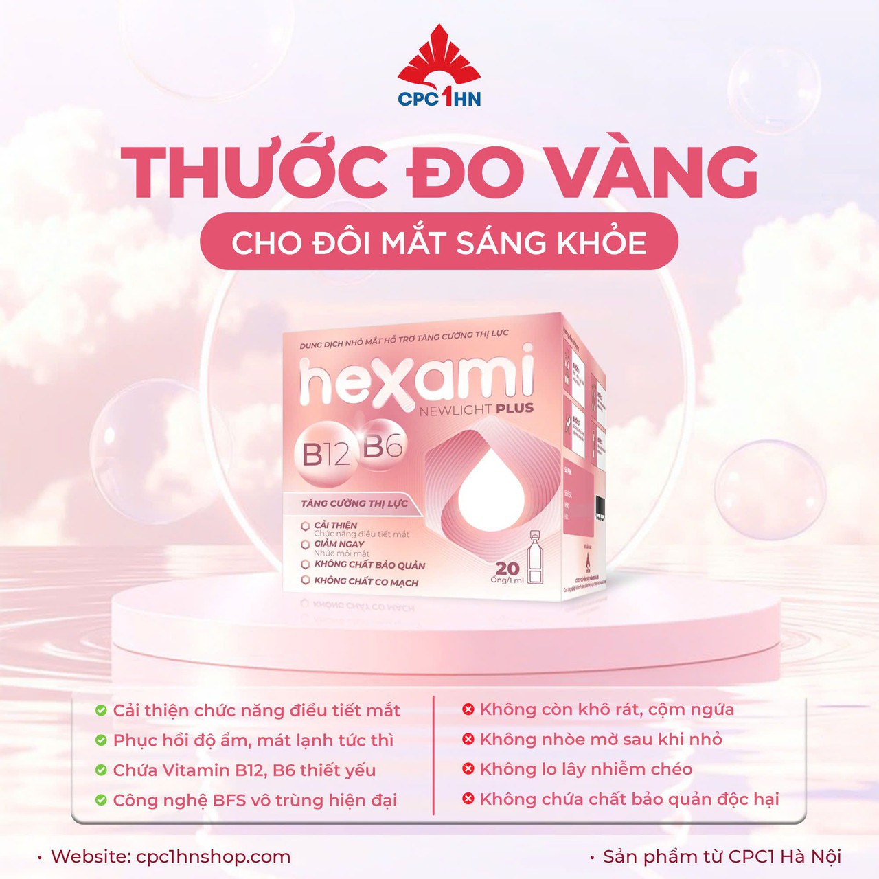 Nhỏ Mắt Hexami Newlight Plus Tăng Cường Thị Lực, Cải Thiện Chức Năng Điểu Tiết Mắt (Hộp 4 vỉ x 5 tép)