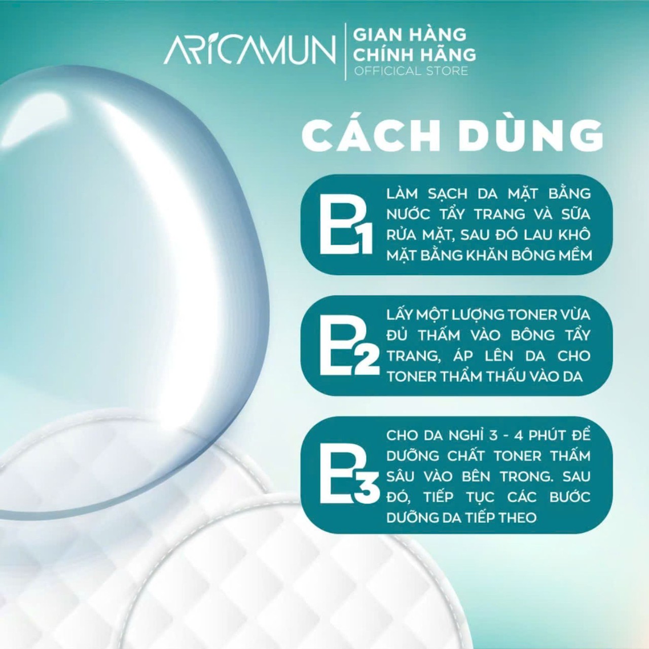 Toner Acid Aricamun AHA/BHA Giảm Mụn Đầu Đen, Lỗ Chân Lông To, Cân Bằng pH Da (Chai 145ml)