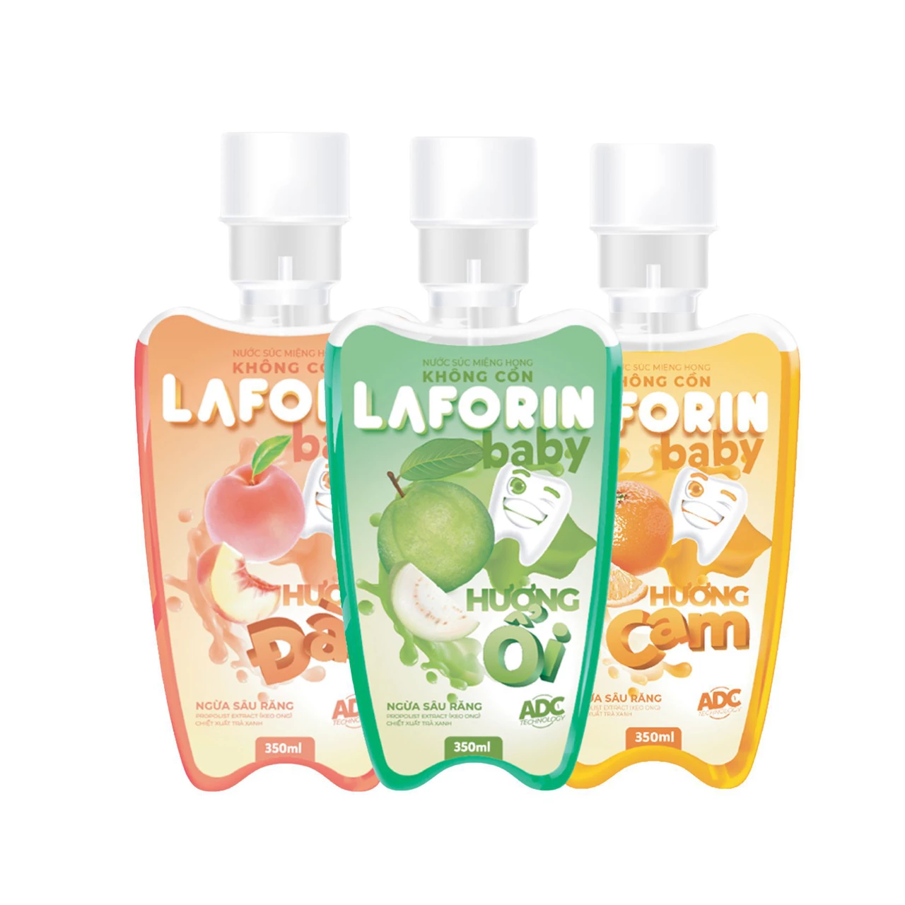 Nước Súc Miệng Laforin Baby Hương Cam Đào Ổi Vệ Sinh Răng Miệng Cho Bé (Chai 350 ml) 