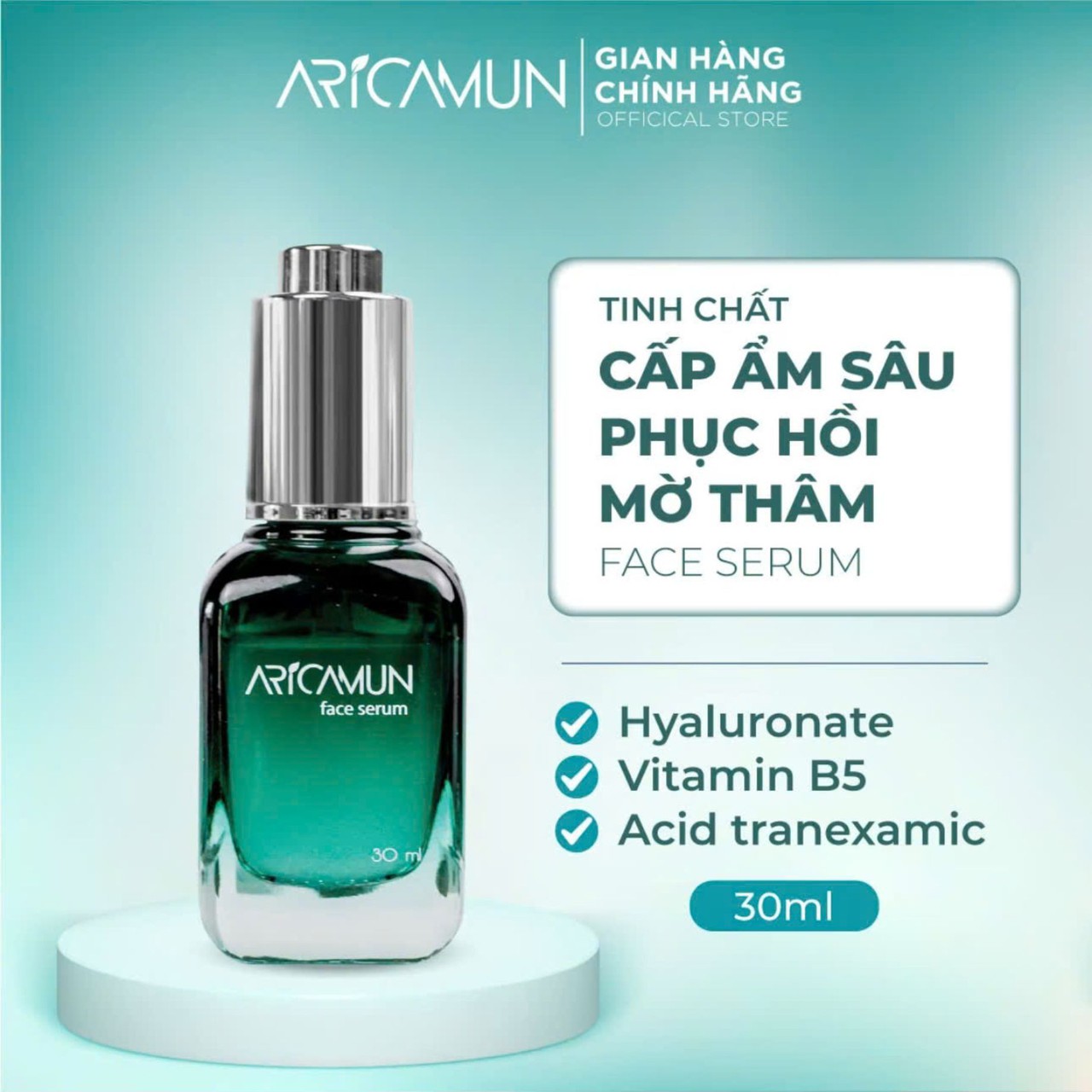 Tinh Chất Dưỡng Da Aricamun Face Serum HA 1.5% Cấp Ấm, Phục Hồi Và Làm Mờ Thâm Nám (30ml)