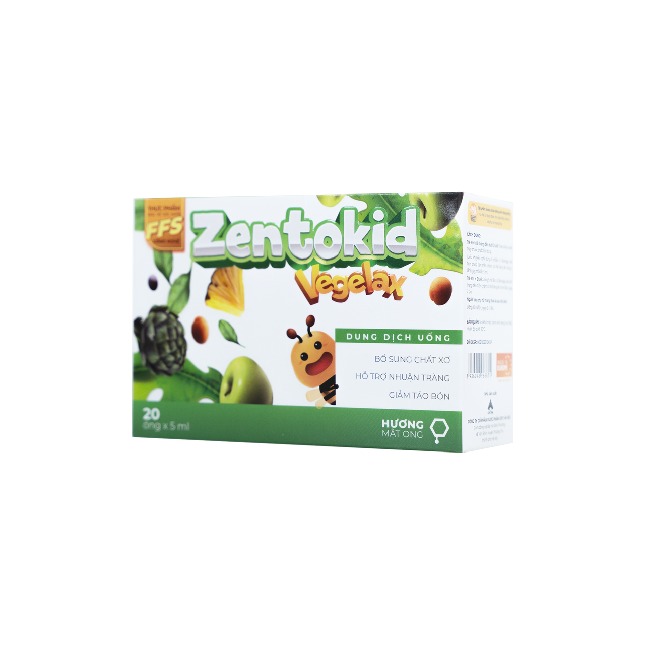 Siro Chất Xơ Tự Nhiên Zentokid Vegelax Hỗ Trợ Giảm Táo Bón Cho Bé (Hộp 20 ống x 5ml)