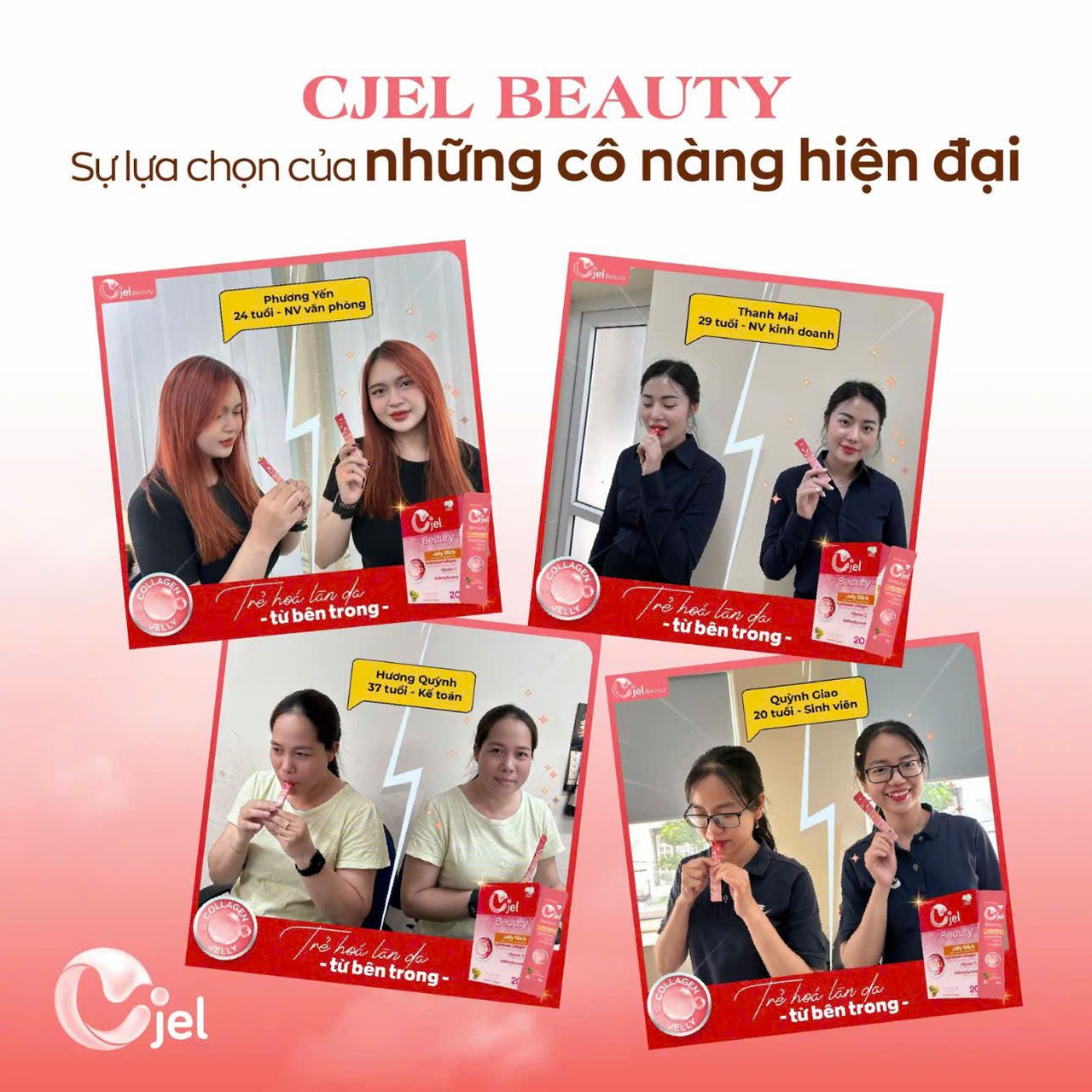 Thạch Collagen Vitamin C Cjel Beauty Hỗ Trợ Ngăn Ngừa Lão Hóa, Mờ Nám, Không Tăng Cân (Hộp 20 gói x 15g)