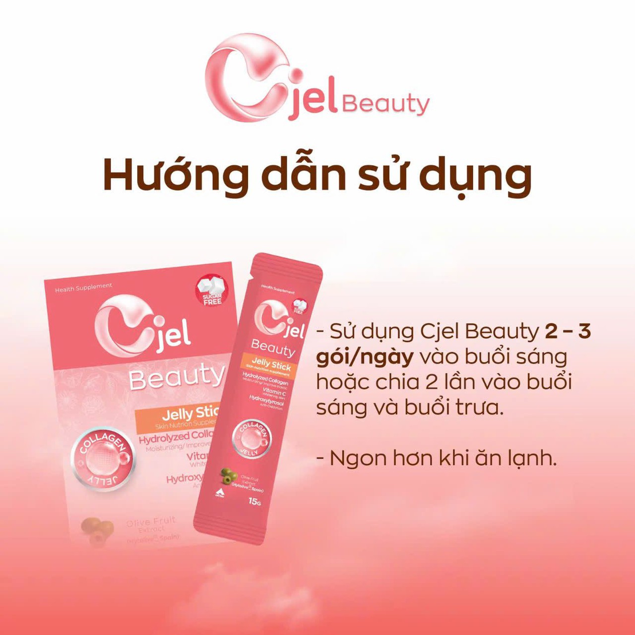 Thạch Collagen Vitamin C Cjel Beauty Hỗ Trợ Ngăn Ngừa Lão Hóa, Mờ Nám, Không Tăng Cân (Hộp 20 gói x 15g)
