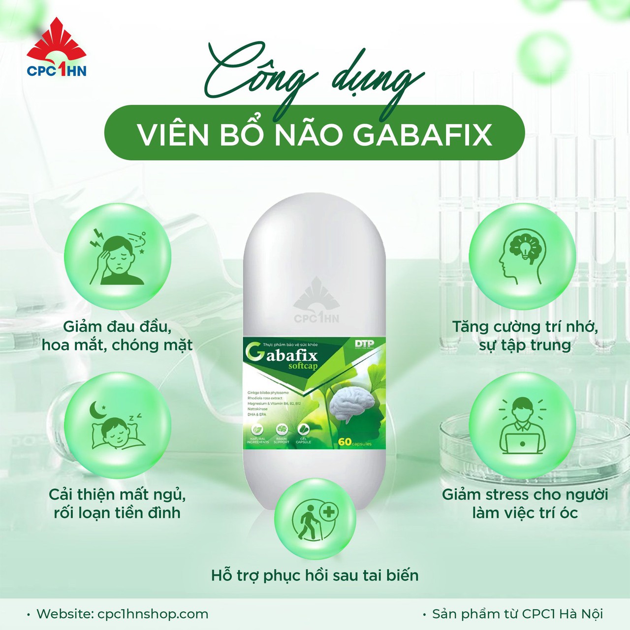 Viên Bổ Não Gabafix Hoạt Huyết, Hỗ Trợ Tăng Cường Tuần Hoàn Máu Não Và Cải Thiện Trí Nhớ (Hộp 30 viên)