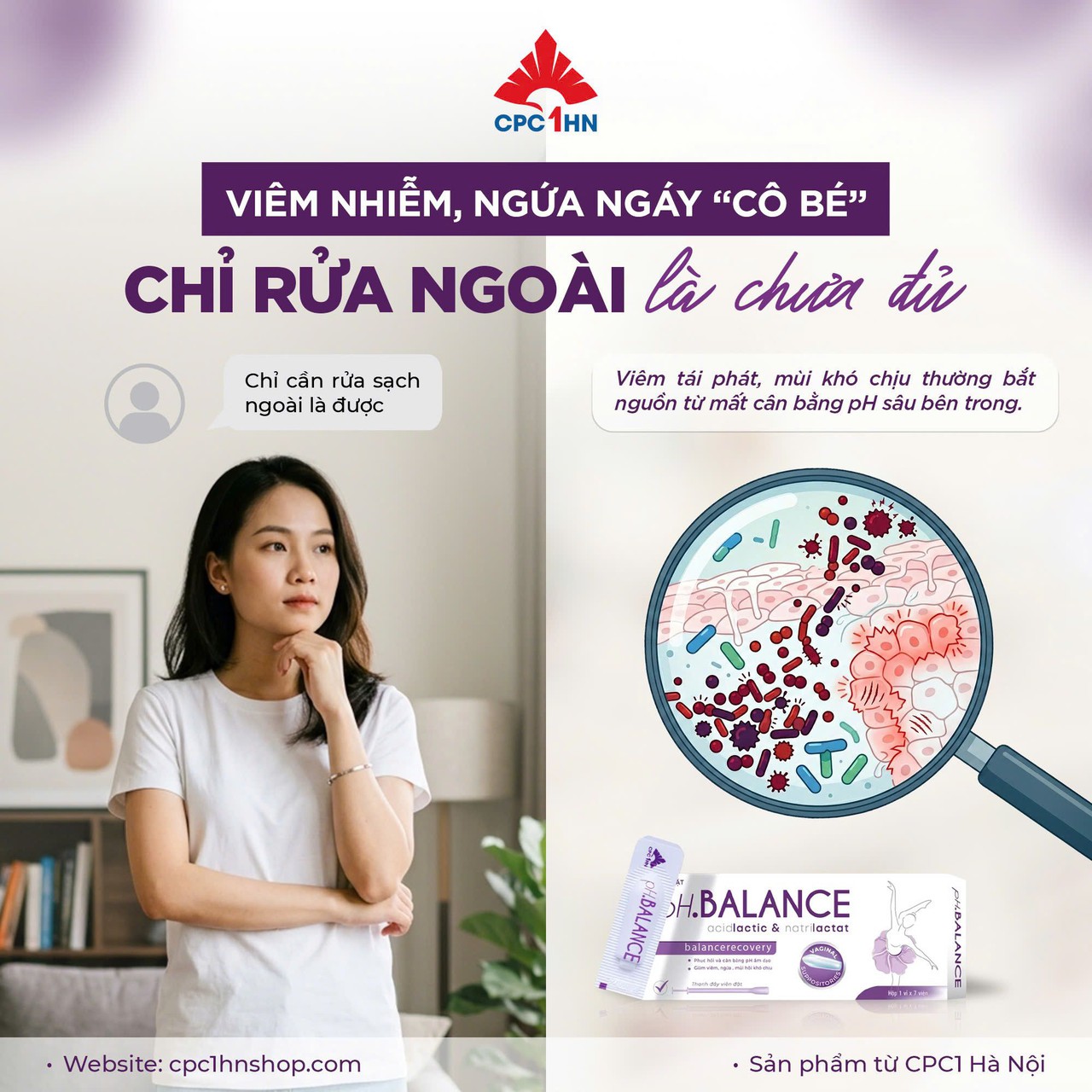 Viên Đặt Âm Đạo pH Balance Hỗ Trợ Giảm Ngứa, Giảm Viêm Nhiễm, Giảm Tiết Dịch, Loại Bỏ Mùi Hôi (Hộp 1 vỉ, 7 viên)