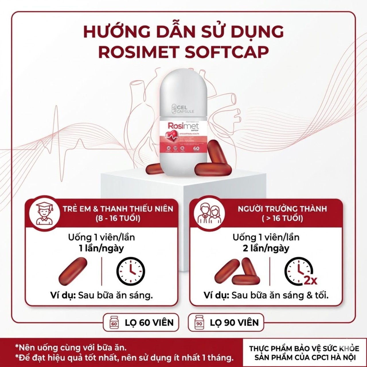 Viên Uống Rosimet Softcap Hỗ Trợ Giảm Mỡ Máu, Cải Thiện Đường Huyết, Tuần Hoàn Máu (Lọ 60 viên, 90 viên)