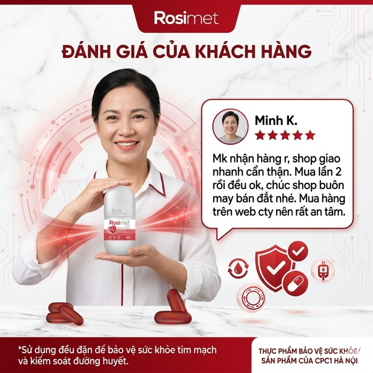 Viên Uống Rosimet Softcap Hỗ Trợ Giảm Mỡ Máu, Cải Thiện Đường Huyết, Tuần Hoàn Máu (Lọ 60 viên, 90 viên)