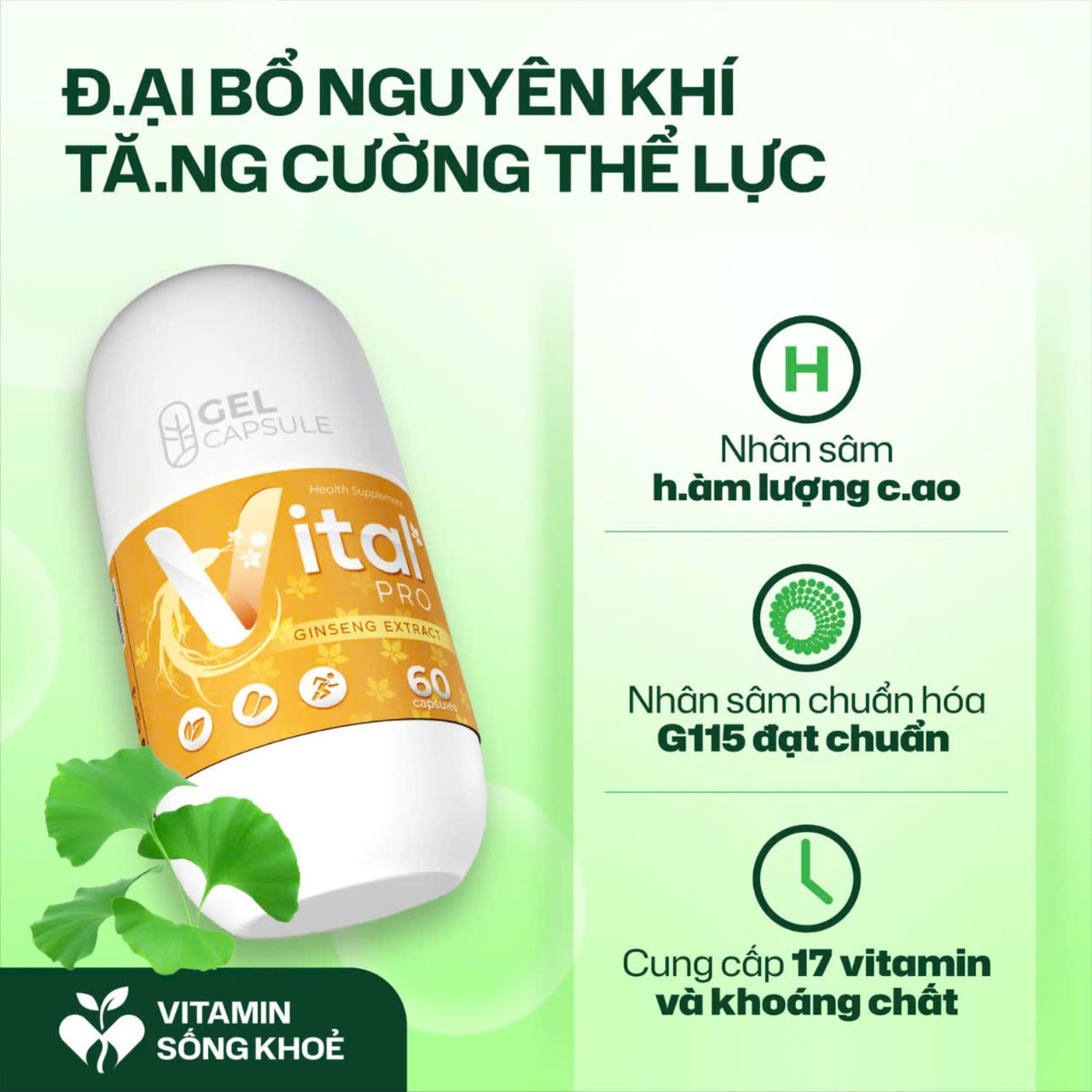 Viên Uống Vital Pro Bổ Sung Vitamin Và Khoáng Chất, Giúp Tăng Sức Đề Kháng Và Cải Thiện Thể Lực (Lọ 30 viên, 60 viên)
