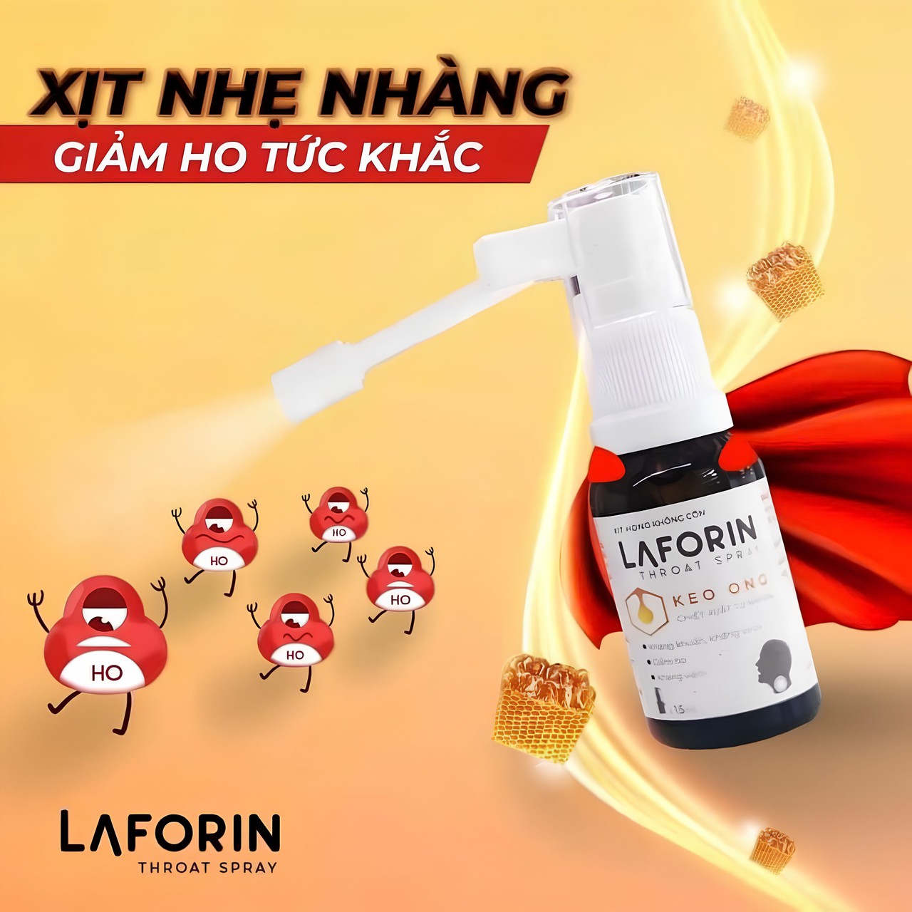 Xịt Họng Thảo Dược Laforin Throat Spray Giảm Nhanh Cơn Đau Rát Họng Làm Dịu CƠn Đau Giúp Dễ Ngủ Hơn (Lọ 15ml)
