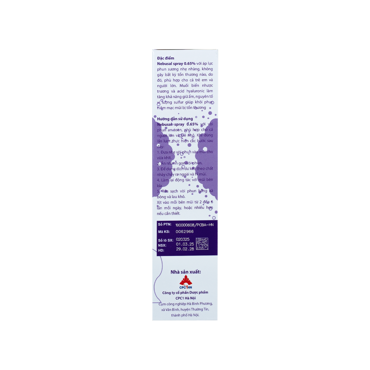 Xịt Mũi Nebusal Spray 0.65% Hỗ Trợ Phục Hồi Tổn Thương, Cấp Ẩm Cho Mũi (Lọ 50 ml)