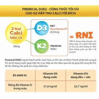 Ống Uống Canxi Premical D3K2 Giúp Bổ sung Canxi Cho Trẻ Còi Xương Tăng Trưởng Chiều Cao (1 hộp 20 ống) - thumbnail 3