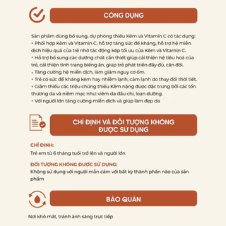 Siro Tăng Đề Kháng Zentokid Zinc Bổ Sung Kẽm và Vitamin C Tự Nhiên Cho Bé (Hộp 20 ống) - thumbnail 7