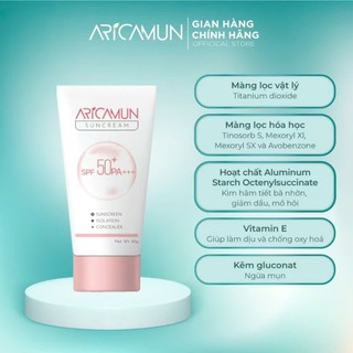 Kem Chống Nắng Aricamun Suncream SPF50+ Kiềm Dầu, Nâng Tone Và Bảo Vệ Da (50g) - thumbnail 3