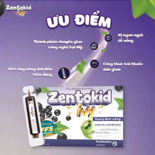 Siro Zentokid Ivy Giảm Ho Có Đờm, Khàn Tiếng Khi Cảm Lạnh Cho Bé Thành Phần Húng Chanh, Cao Lá Thường Xuân (Hộp 20 Ống) - thumbnail 7
