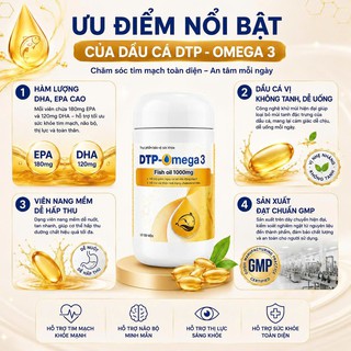 Viên Uống Dầu Cá DTP - OMEGA 3 Fish Oil 1000mg - Hỗ Trợ Giảm Xơ Vữa Động Mạch, Ổn Định Mỡ Máu - thumbnail 4