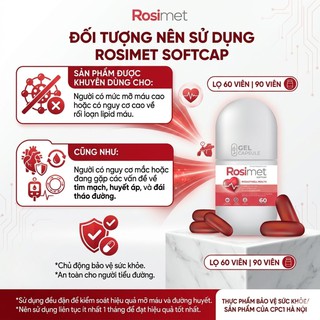 Viên Uống Rosimet Softcap Hỗ Trợ Giảm Mỡ Máu, Cải Thiện Đường Huyết, Tuần Hoàn Máu (Lọ 60 viên, 90 viên) - thumbnail 4