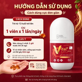 Viên uống Vital Pro New bổ sung vitamin và nhân sâm cải tiến mới, hỗ trợ tăng sức đề kháng, giảm mệt mỏi uể oải (Lọ 30 viên, 60 viên) - thumbnail 4