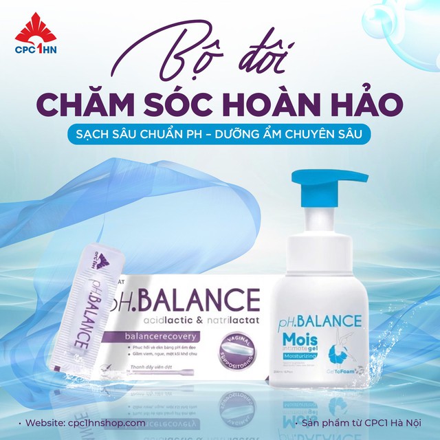 Combo pH Balance Mois: Gel bọt vệ sinh pH Balance Mois và Viên đặt âm đạo pH Balance