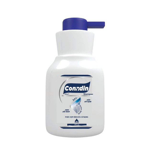 Dầu Gội Conadin Shampoo Giảm Gàu, Giảm Nấm, Ngứa Da Đầu, Rụng Tóc Hiệu Quả (Chai 285ml)