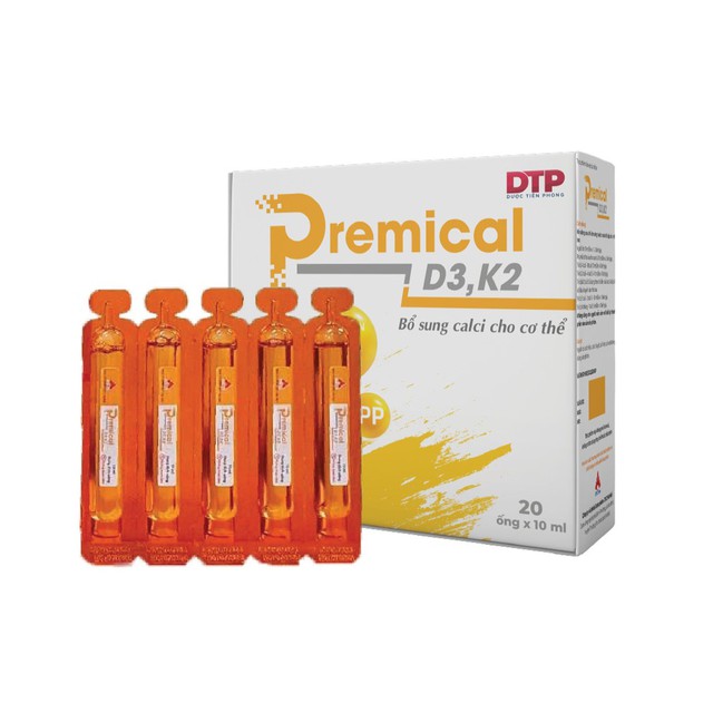 Dung dịch uống Premical D3K2 bổ sung canxi, vitamin D3K2 phòng loãng xương hiệu quả (Hộp 4 vỉ x 5 ống 10ml)