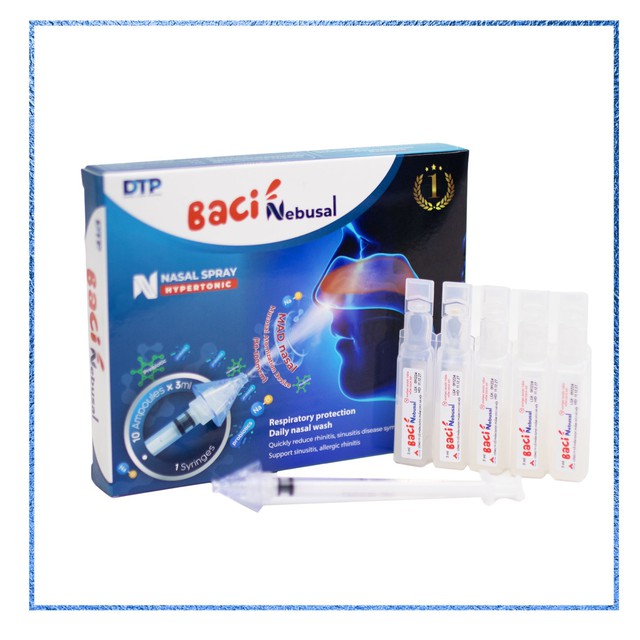 Xịt bào tử lợi khuẩn Baci Nebusal dành cho viêm xoang, viêm mũi dị ứng (Hộp 10 Ống 3 ml) - Cho Người Lớn