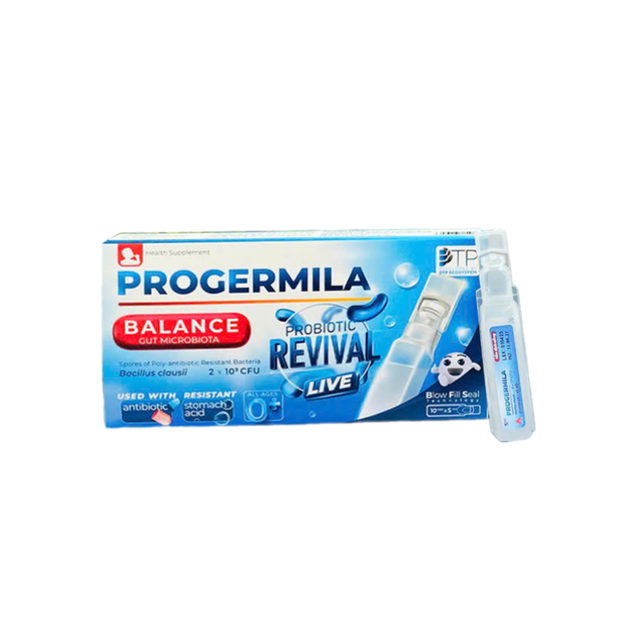 Men dùng cho tiêu chảy, đầy hơi, chướng bụng Progermila - 2 tỷ bào tử lợi khuẩn (Hộp 10 ống)