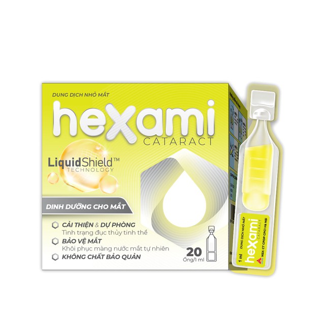 Nhỏ Mắt Hexami Cataract Ngăn Ngừa Và Cải Thiện Đục Thủy Tinh Thể Giảm Mờ Nhòe, Dưỡng Ẩm, Phục Hồi Mắt (Hộp 20 Tép) 