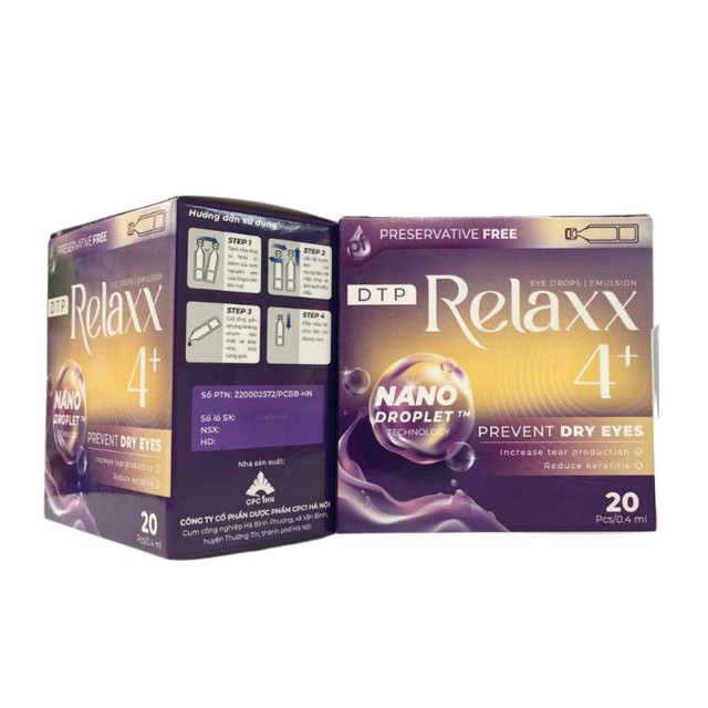 Nhũ Tương Nhỏ Mắt Relaxx 4+ Giúp Phòng Ngừa Và Giảm Viêm Giác Mạc Do Khô Mắt (Hộp 4 vỉ x 5 ống)