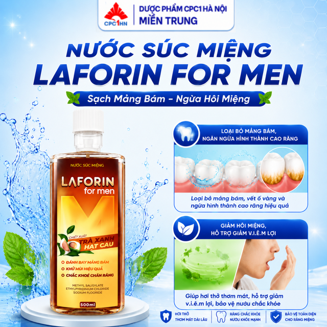 Nước Súc Miệng Laforin Formen Trắng Răng, Thơm Miệng, Sạch Mảng Bám (Chai 500ml)
