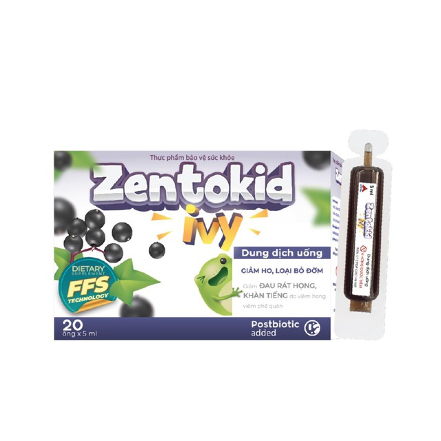 Siro Zentokid Ivy Giảm Ho Có Đờm, Khàn Tiếng Khi Cảm Lạnh Cho Bé Thành Phần Húng Chanh, Cao Lá Thường Xuân (Hộp 20 Ống)