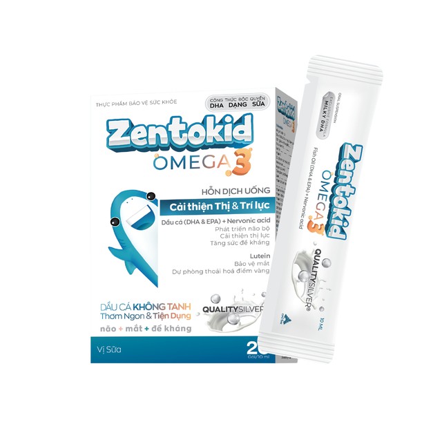 Siro Zentokid Omega3 Bổ Sung DHA, Cholin Hỗ Trợ Phát Triển Trí Não, Tăng Tập Trung Và Ghi Nhớ Cho Trẻ (Hộp 20 Gói)