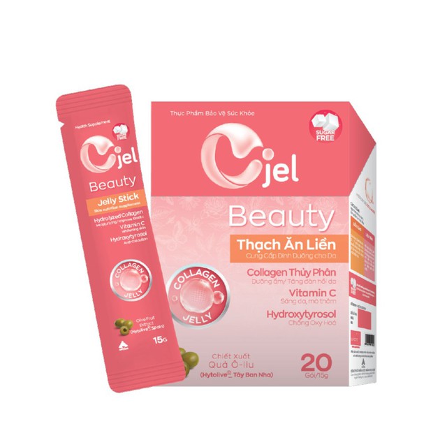 Thạch Collagen Vitamin C Cjel Beauty Hỗ Trợ Ngăn Ngừa Lão Hóa, Mờ Nám, Không Tăng Cân (Hộp 20 gói x 15g)