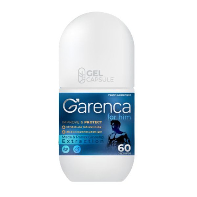 Viên uống bổ tinh Garenca for him tăng cường sinh lý cải thiện tinh trùng từ dược liệu quý (Lọ 30 viên, 60 viên)