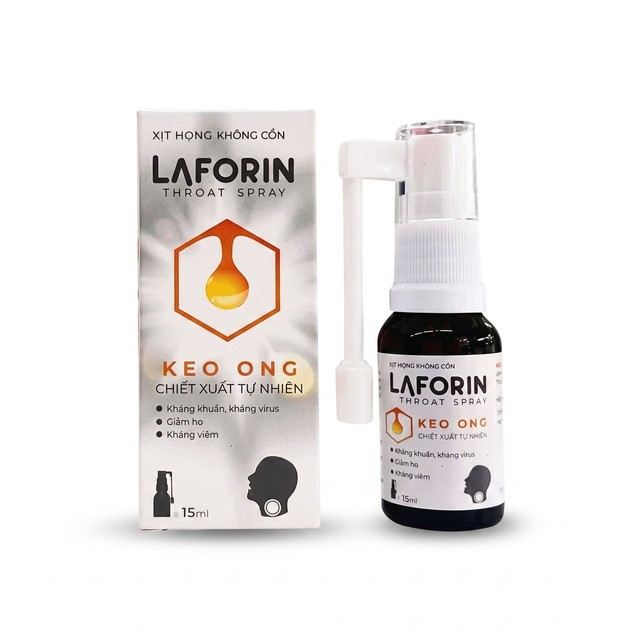 Xịt họng keo ong Laforin hỗ trợ giảm nhanh đau họng, ngứa rát họng (Lọ 15ml)
